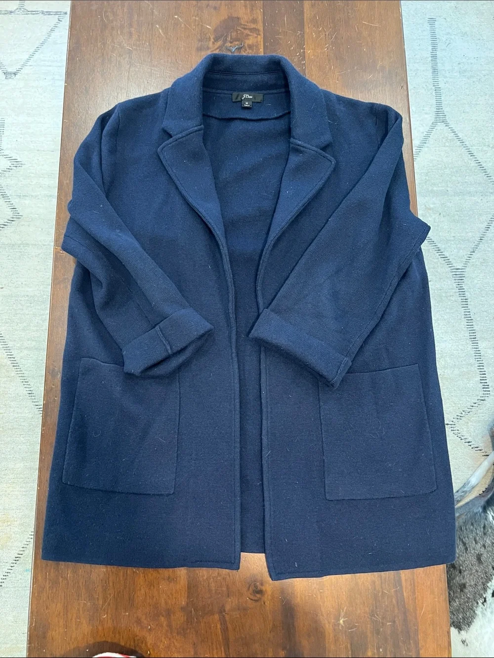 J. Crew Navy Open-Front Blazer Coatigan